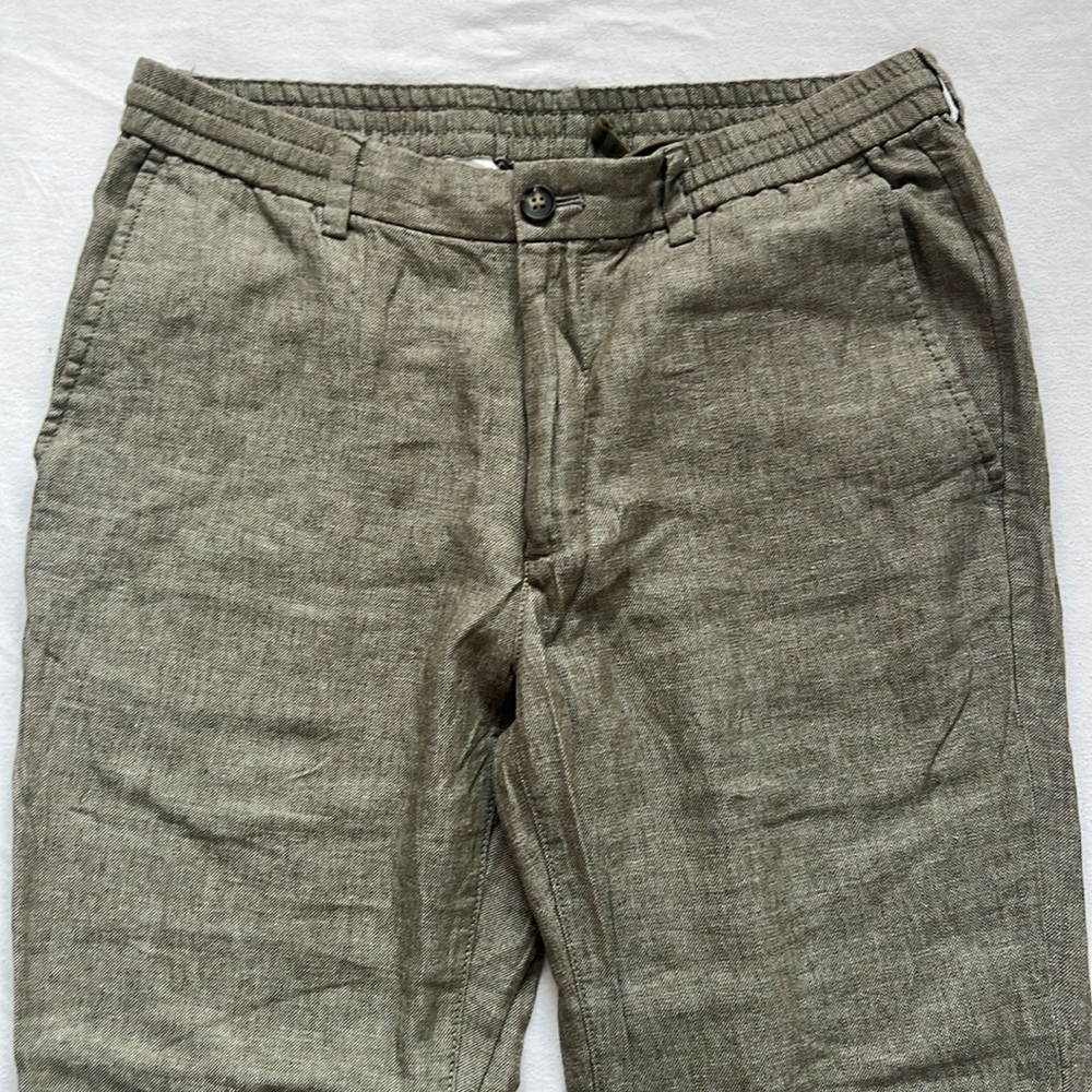 Men’s Banana Republic, Mason Athletic Tapered, Linen/Cotton Olive Green  Pants